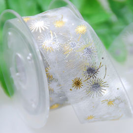 Ribbon Sheer trắng / vàng cho bao bì mỹ phẩm Dễ sử dụng