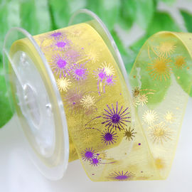 Rõ ràng màu vàng in Sheer Ribbon mặc bền cho quà tặng Bao bì