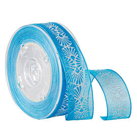 Màn hình mực cá nhân hóa In trắng Blue 19mm Organza Sheer Ribbon