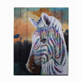 Tranh sáng tạo Ribbon nghệ thuật hiện đại, Zebra Rainbow Color Wall Art Tranh