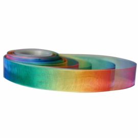 Ruy băng truyền nhiệt / thăng hoa cầu vồng, băng Giáng sinh Organza 19mm