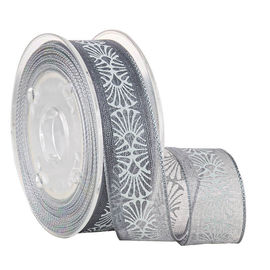 Màu xám 19MM in Sheer Ribbon số lượng lớn cho quà tặng Bao bì