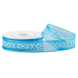 Màn hình mực cá nhân hóa In trắng Blue 19mm Organza Sheer Ribbon