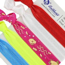 Vải thun Polyester Thăng hoa Dây buộc tóc đàn hồi màu đỏ 16mm